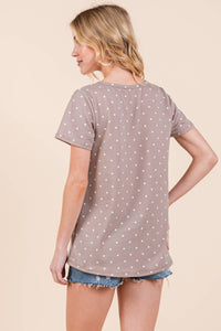 Taupe Polka Dot Top