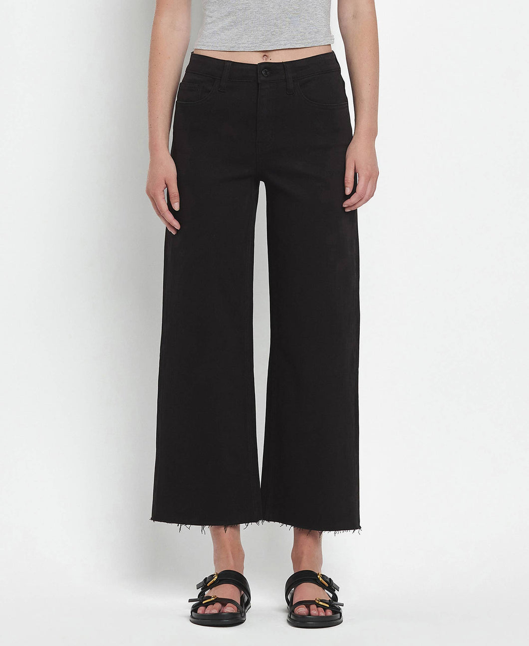 Vervet Black High Rise Crop Wide Leg Jeans