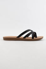 Load image into Gallery viewer, Black Notch Cross Thong Sandal
