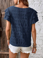 Load image into Gallery viewer, Navy Double Layered Ruffle Top