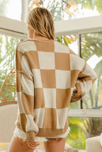 Load image into Gallery viewer, Latte Cut Edge Checker Sweater