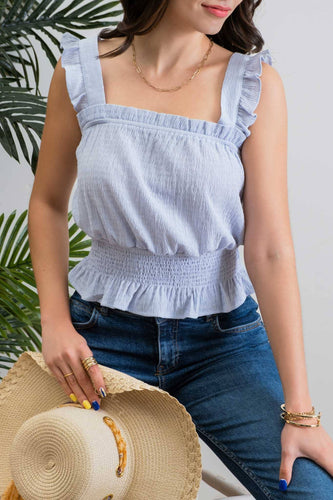 Blue Smock Waist Tank