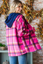 Load image into Gallery viewer, Magenta Checked Shacket w/Hoodie