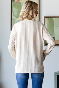 Oatmeal Textured V Neck Top