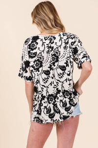 Black & Taupe Floral Top