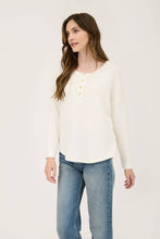 Load image into Gallery viewer, Cream Waffle Henley Top