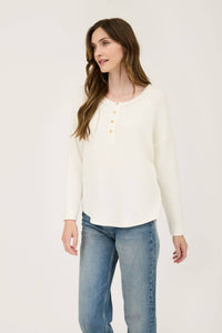 Cream Waffle Henley Top