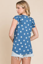 Load image into Gallery viewer, Blue Star Ruffle Trim Top