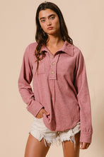 Load image into Gallery viewer, Burgundy Brushed Collared Top