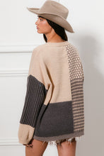 Load image into Gallery viewer, Grey Mixed Pattern Block Sweater