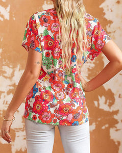 Bright Floral V-Neck Top