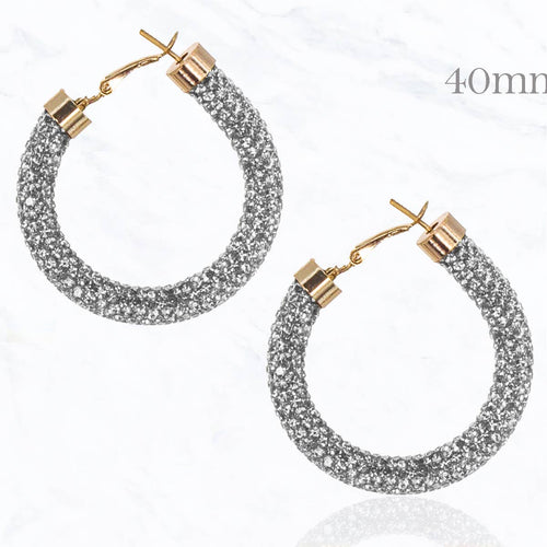 Rhinestone Open End Hoop Earrings