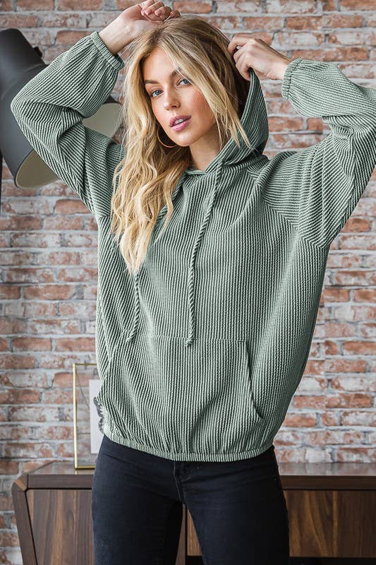 Olive Elastic Waist Hoodie