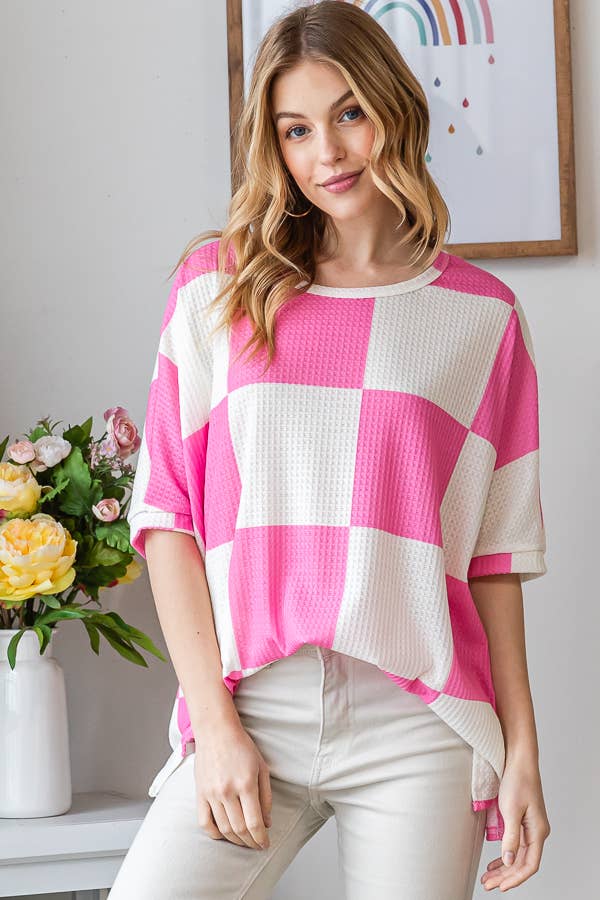 Spring Checkered Oversized Top