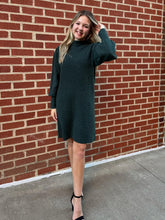 Load image into Gallery viewer, Hunter Green Mock Neck Sweater Dress