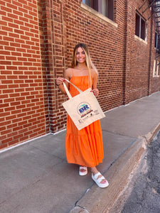 Orange Tiered Midi Dress