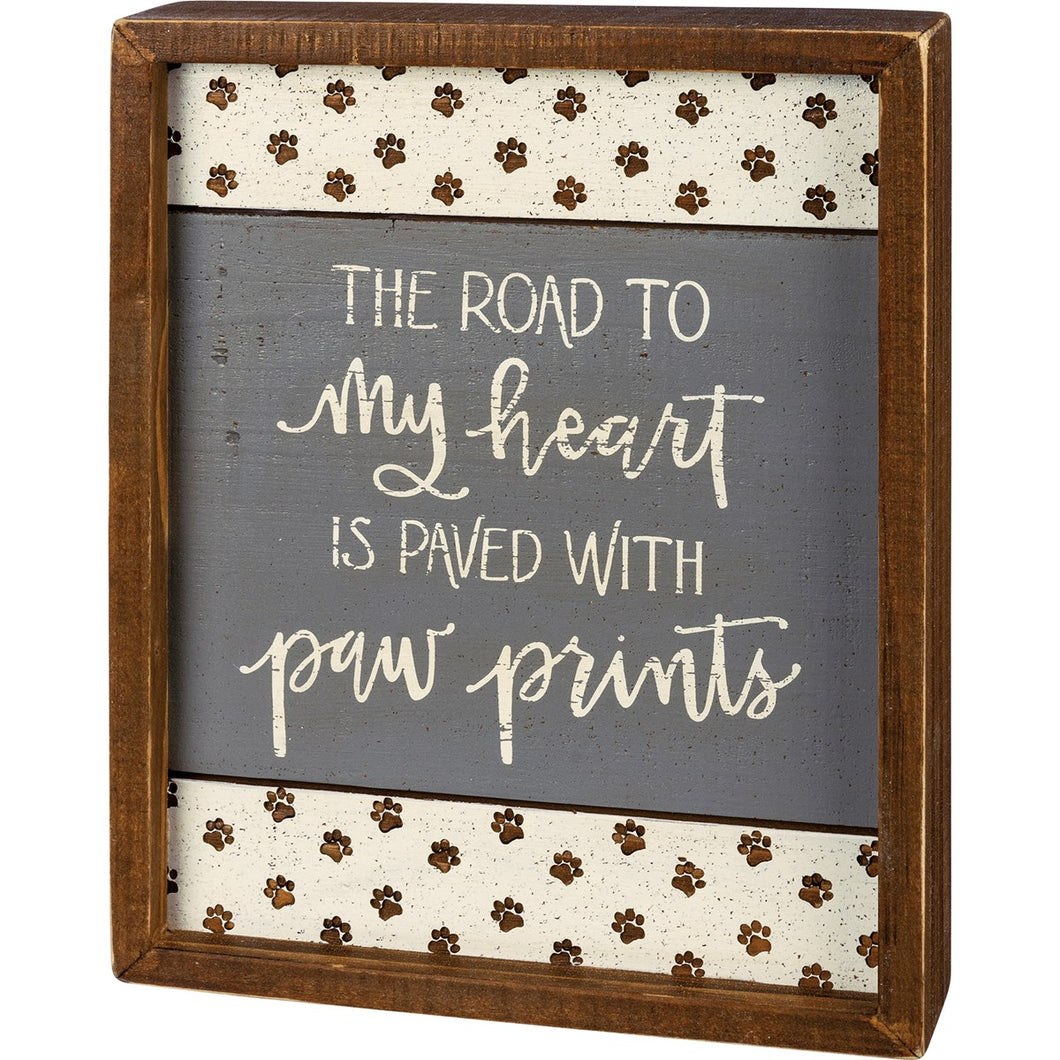 Inset Slat Box Sign - The Road To My Heart