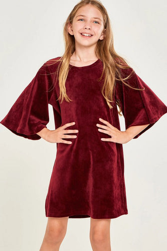 Bell Sleeves A-line Velvet Dress