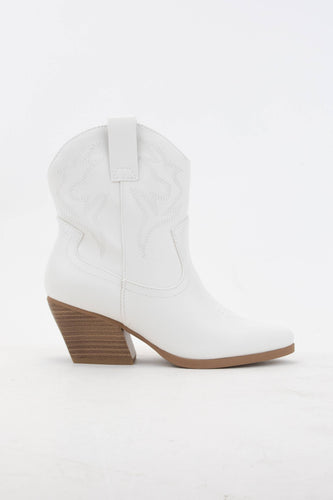 White Blazing Embroidered Ankle Boot