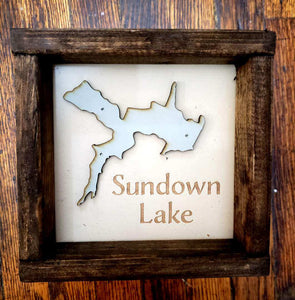 Small Framed Lake Map Sign