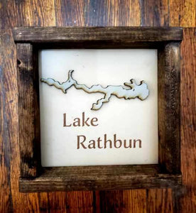 Small Framed Lake Map Sign