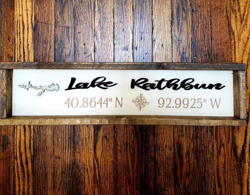 Small Lake Sign with Coordinates