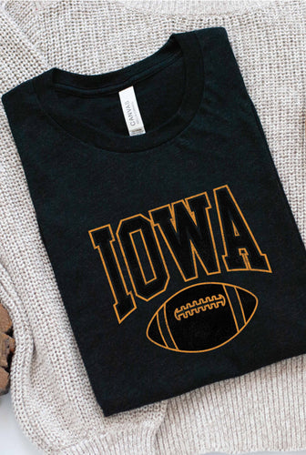 Black Iowa Football Graphic Tee