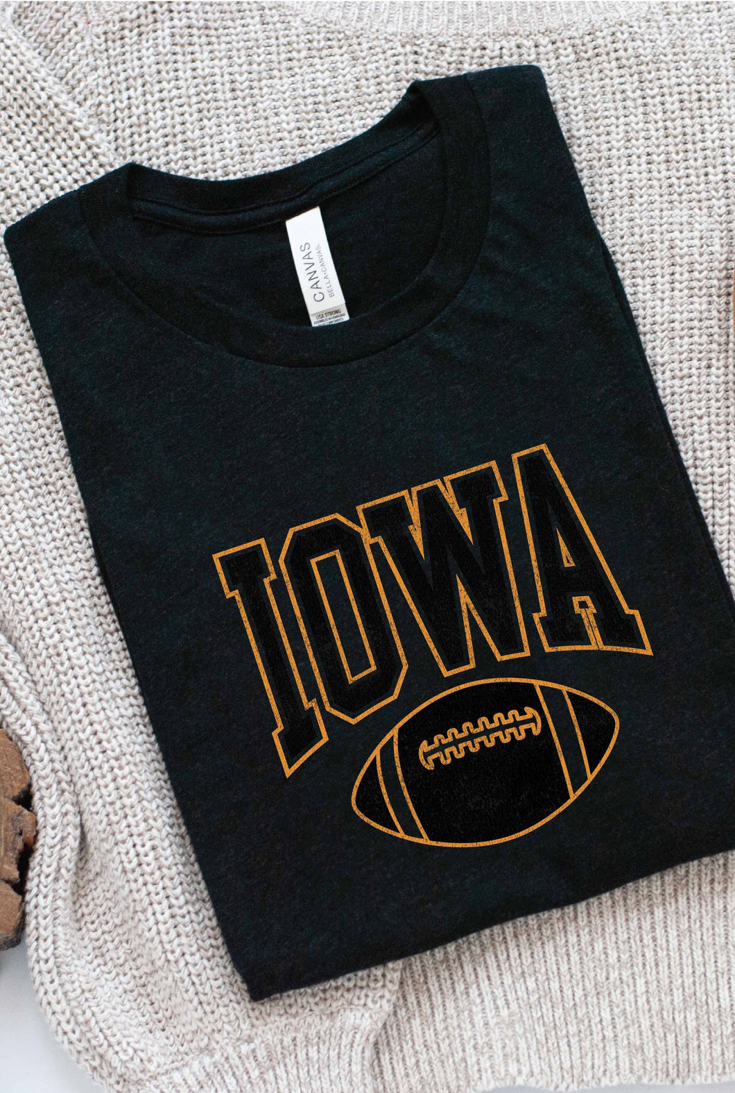 Black Iowa Football Graphic Tee