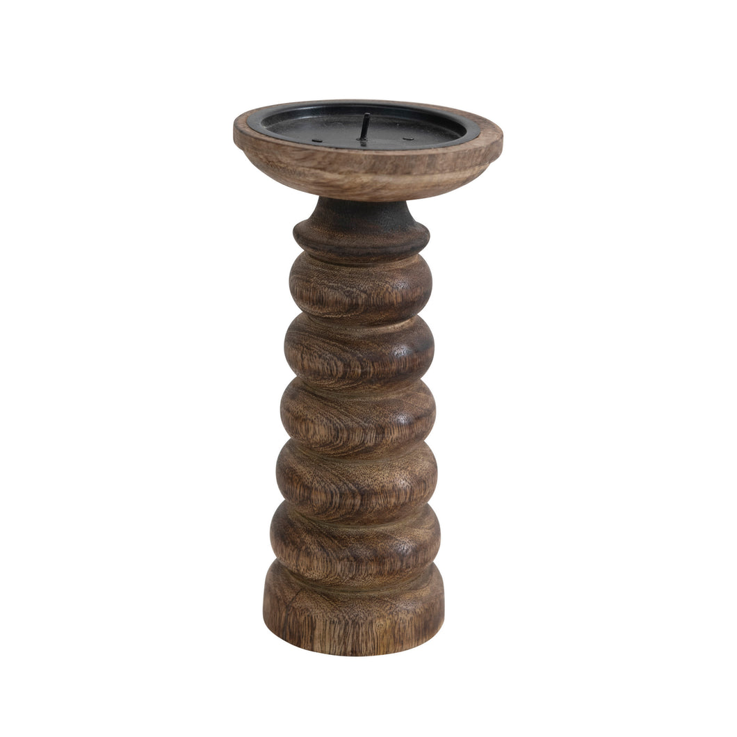 Hand-Carved Mango Wood Candle Holder