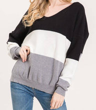 Load image into Gallery viewer, Grey Color Block Sweater