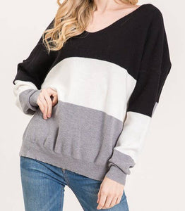 Grey Color Block Sweater