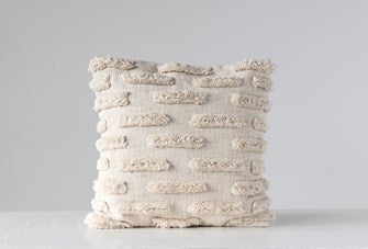 Cream Cotton Fringe Pillow