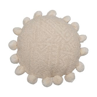 Cream Pom Pom Pillow