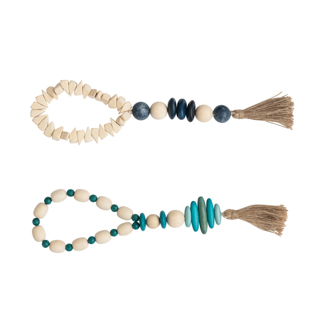 Wood Beads with Jute Tassel