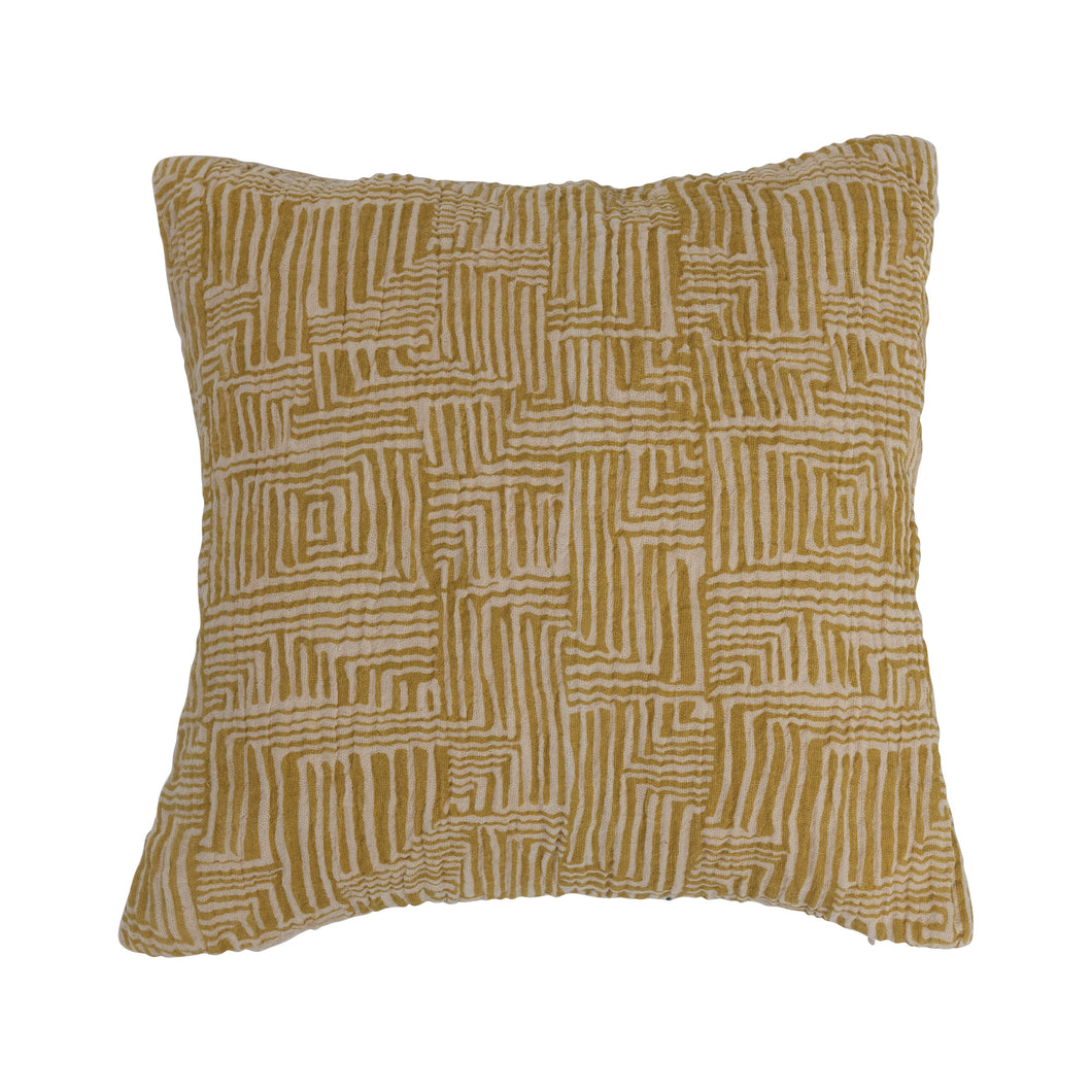 Cotton Pillow with Kuba Cloth Pattern