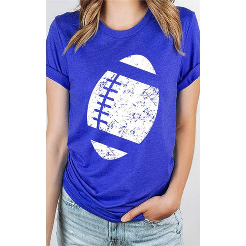 Blue Distressed Football Graphic Tee