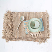 Load image into Gallery viewer, Woven Cotton &amp; Jute Placemat w/ Tassels