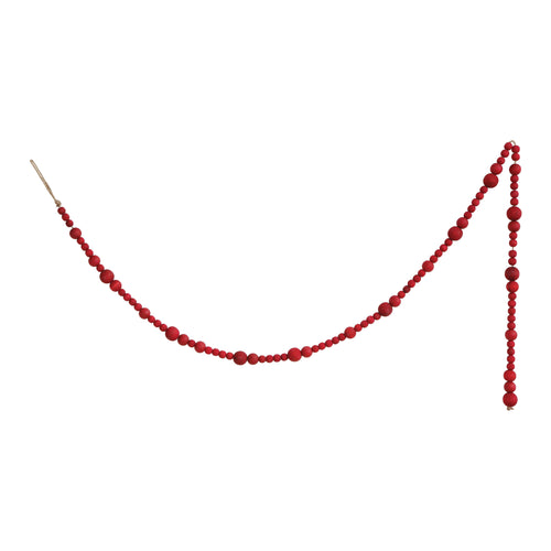 Red Paulownia Wood Bead Garland